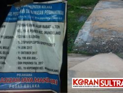 Rabat Beton di Jalan 19 November, Terindikasi Tidak Sesuai Bestek