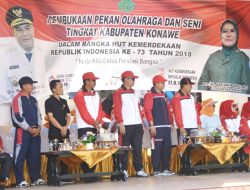 Meriahnya Pembukaan Porseni Sambut HUT RI ke 73 di Konawe, Pj. Bupati : Junjung Tinggi Sportivitas