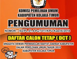 PENGUMUMAN DAFTAR CALON TETAP ( DCT ) KPU KABUPATEN KOLAKA TIMUR