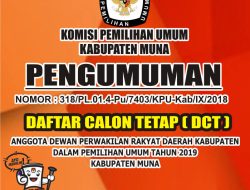 PENGUMUMAN DAFTAR CALON TETAP ( DCT ) KABUPATEN MUNA