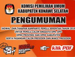 JADWAL TAHAPAN KAMPANYE PEMILU 2019 KPU KABUPATEN KONAWE SELATAN