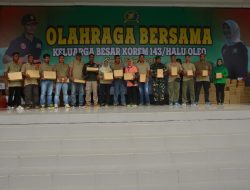 Keluarga Besar Korem 143 Haluoleo Gelar  Olahraga Bersama