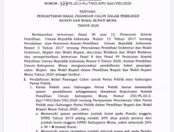 Pengumuman Pendaftaran Bakal Pasangan Calon Bupati dan Wakil Bupati Muna