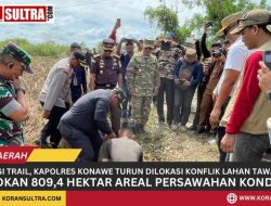 Tunggangi Trail, Kapolres Konawe Turun Dilokasi Konflik Lahan Tawamelewe, Pematokan 809,4 Hektar Areal Persawahan Kondusif
